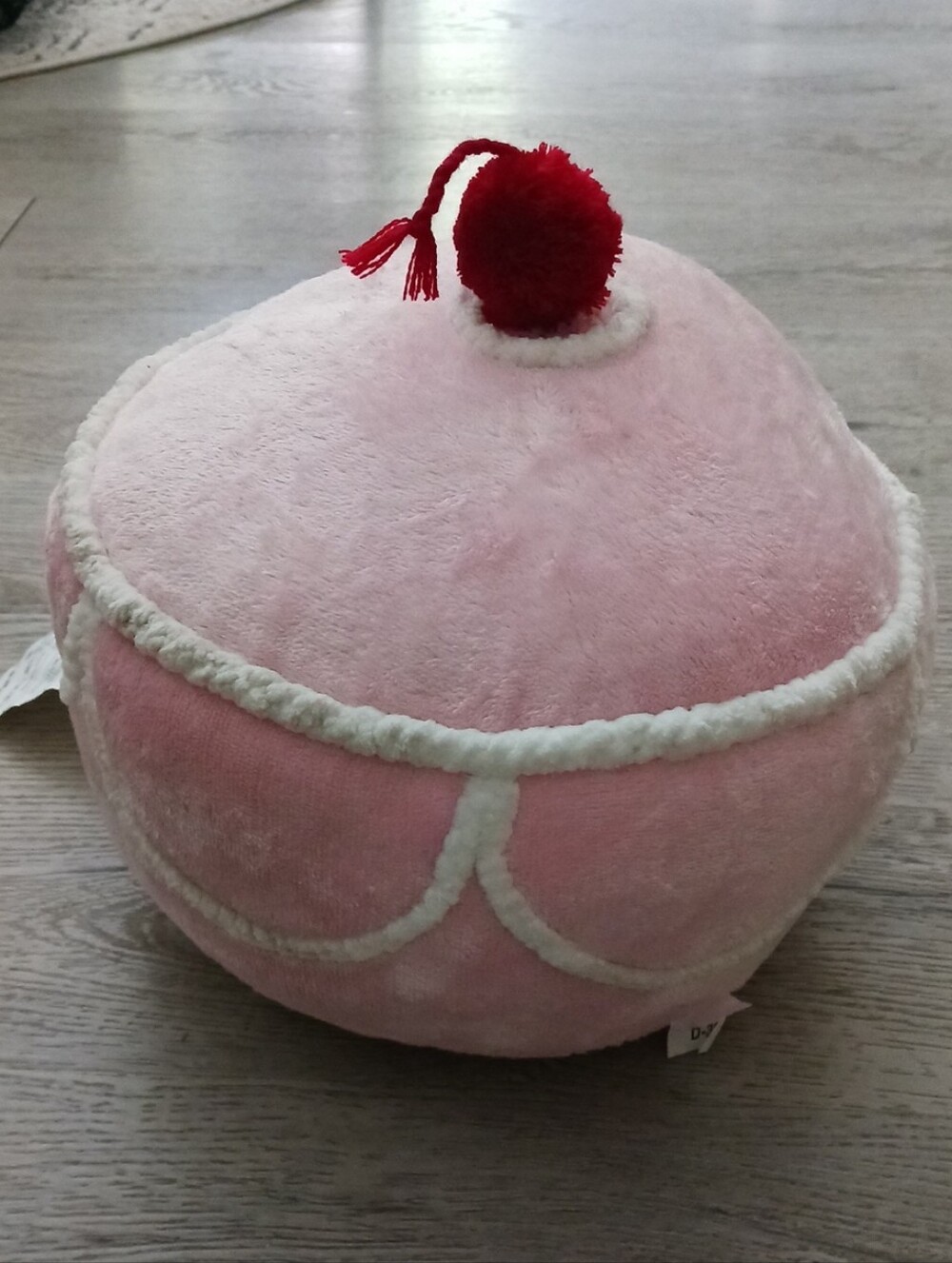 Target Pink Cupcake Plush Pillow with Red Pom Pom Cherry NWOT